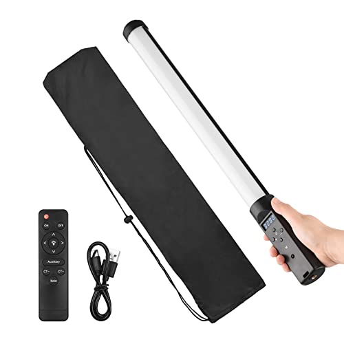 Tubo de video LED de mano 3200K-5500K con bateria integrada y control remoto para iluminacion vlog