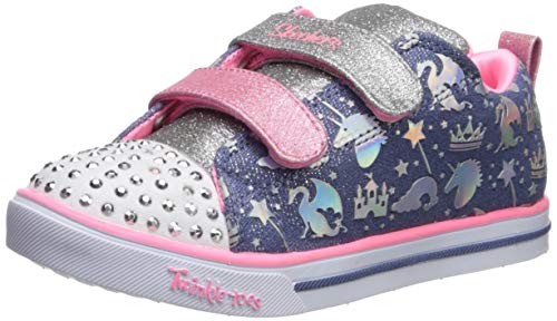 Skechers Kids Baby-Girl's Sparkle LITE-SPARKLELAND Sneaker, Light Blue/Multi, 8 Medium US Toddler