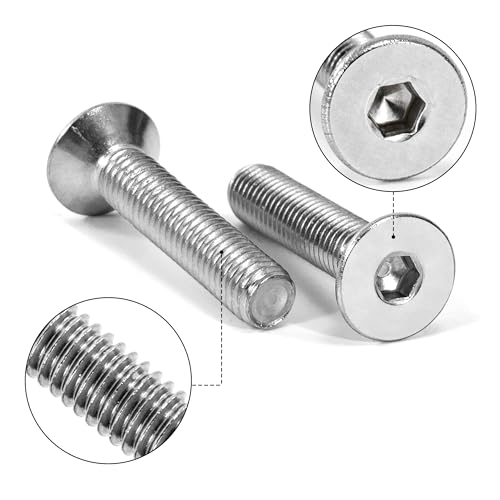 Tunejoy 20 Stück Senkkopfschrauben M8 x 40 mm Senkschrauben Edelstahl A2 V2A Senkkopf Innensechskant DIN 7991 Vollgewinde mit Inbusschlüssel