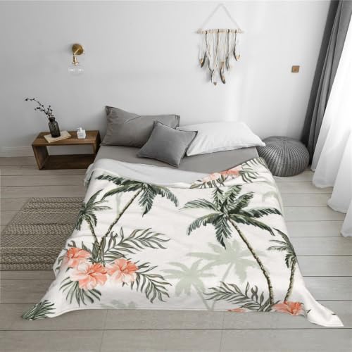Couverture flanelle palmiers douce au toucher velours premium