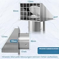 Hon&Guan 100mm 304 Edelstahl Wetterschutzgitter mit Rückstauklappe, Außen – Ansicht 6