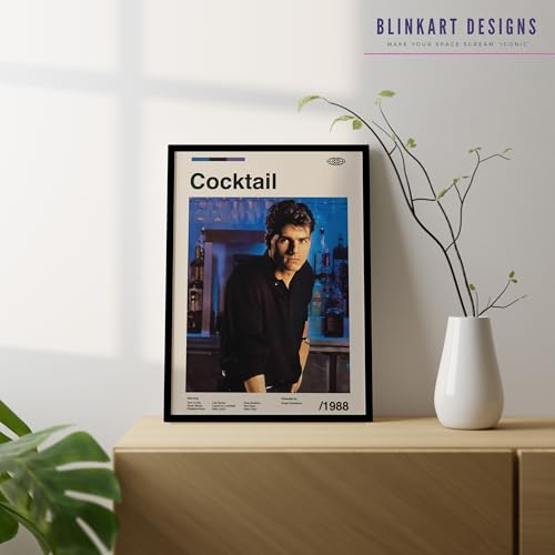 Image of BLINKART Cocktail Vintage Movie Poster Frame 8x12 Inch | Premium 300 GSM Paper Wall Print | Mid Century Vintage Film Artwork for Home, Bedroom, Living Room, Office | Framed Photo Decor