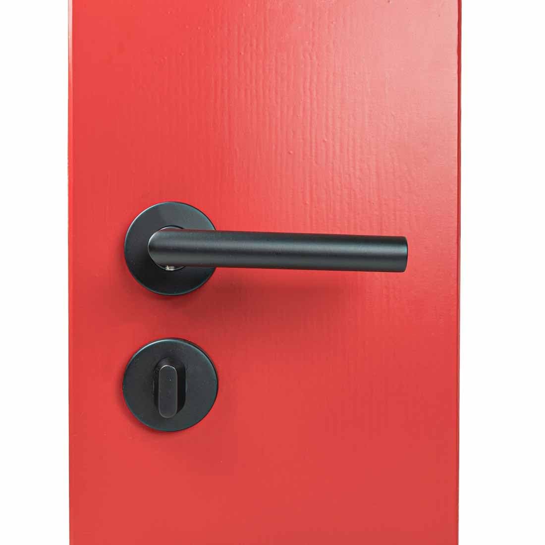 Maniglia Per Porte INTERNE ELETTRA PZ | Nera Opaca Moderna | Con Rosette Quadrate E Kit Di Montaggio Rosette Quadrate Per Maniglia