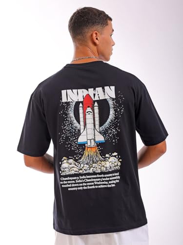 Image of THE INDIAN GARAGE CO Men Boxy Oversized Graphic Back Printed Round Neck Tshirt
