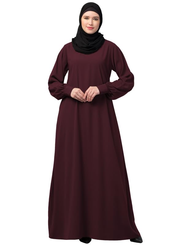 Muslim ClosetWomen's Inner Abaya Dress With Cuff Sleeves And Side Pocket Made in Nida Matte Fabric