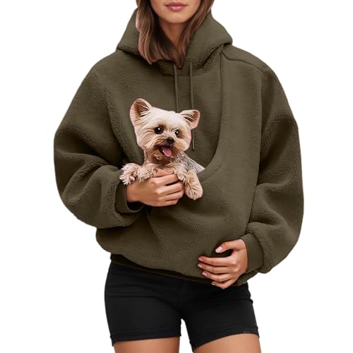 Pet Pouch Hoodie Women Cat Pocket Hoodie with Dog Pouch Hooded Sweatshirt - image 1