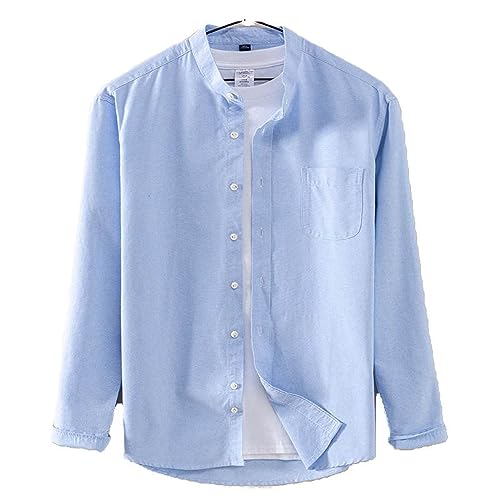 Chemise Oxford en coton hommes classique couleur unie décontractée manches longues