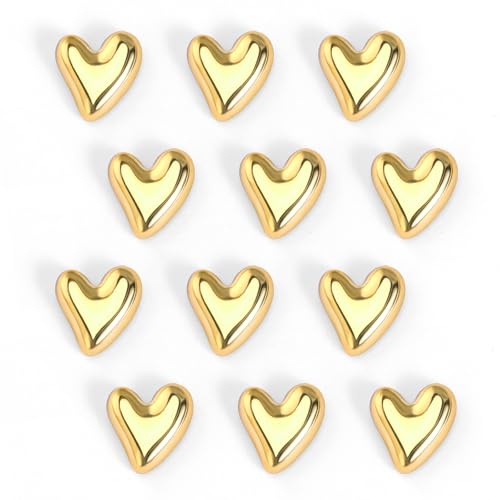 12 imanes decorativos corazón dorado para refrigerador