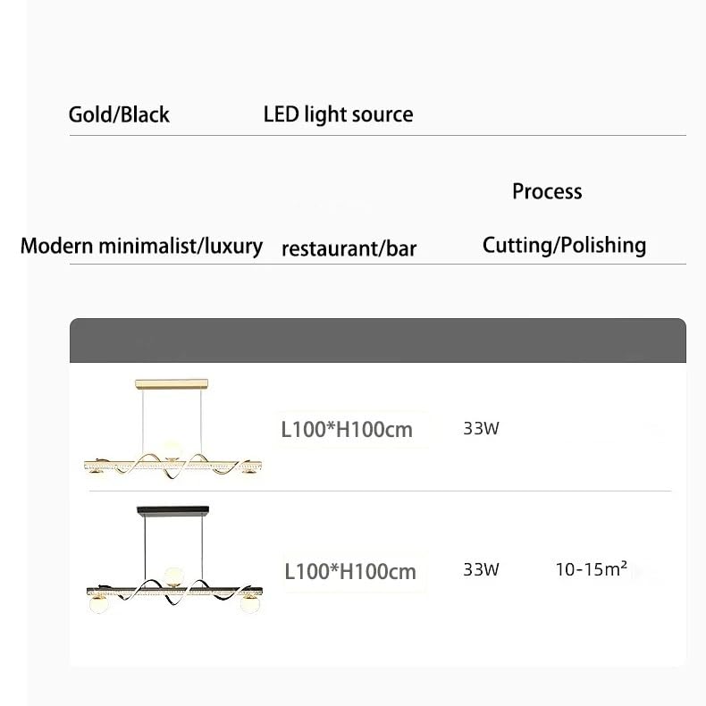 Suspension longue pour table sombre : éclairage LED ajustable - 2