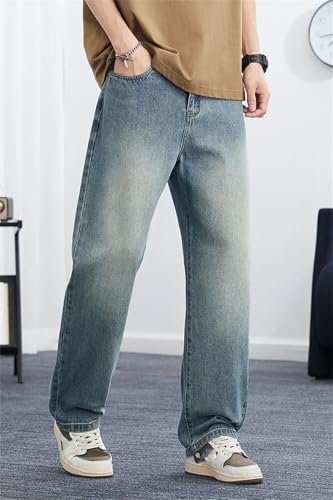 Men's Summer Korean Style Straight Leg Jeans Versatile Loose Thin Pants3