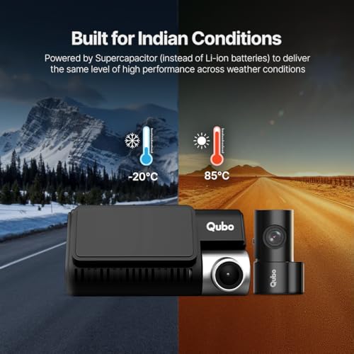 Image of Qubo Car Dashcam Pro 3K with Sony STARVIS 2 IMX675 Sensor | Dual Channel | Hero Group | NightPulse Vision | 5MP UHD Front Ultra 2MP FHD Rear | 3.2 inch LCD | Built-in GPS, Wi-Fi, Mic | Up to 1TB Storage
