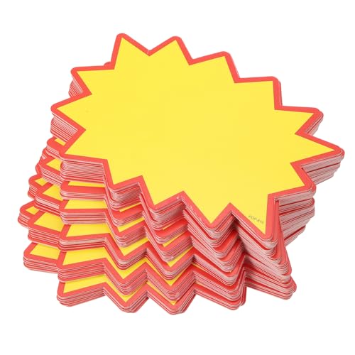 Etiquetas de precios de venta al por menor en blanco starburst y fluorescentes de 150x210mm