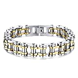 Gorntmoot - Pulsera de acero inoxidable 316L para bicicleta de motocicleta pesada con cadena de eslabones gruesos de 22 cm