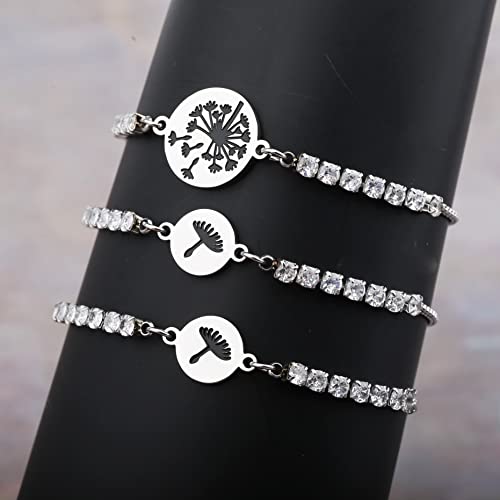 Image of WKXZMTR Mother's Day Gifts Dandelion Bracelet Mother and Daughter Bracelets Mommy and Me Heart Matching Wish Bracelets