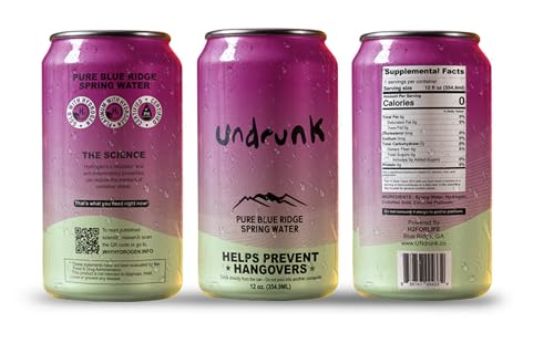 Undrunk - Hydrogen Rich Spring Water with Gold & Platinum Infusion to help support hangover relief, 12 oz per Can (Pack of 12) - Image 3