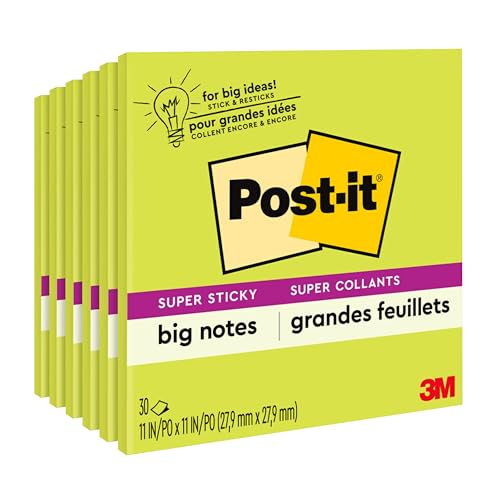 Post-it notes super collantes grand format vert fluo contre la perte d'informations