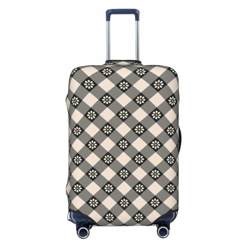 Daisy Plaid Black Luggage Cover Protector Anti-Scratch Washable Fits 18-32 Inch Luggage-Large