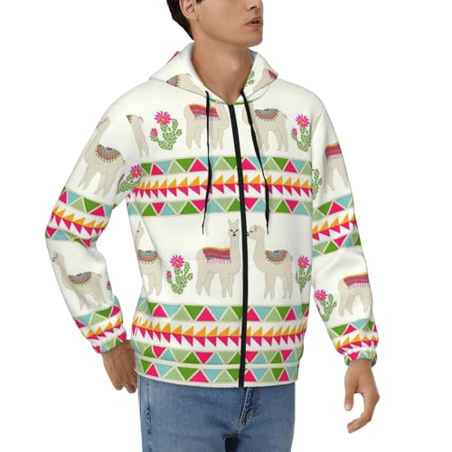 Sweat à capuche avec cordon de serrage isolant et chaud motif lama tendance homme