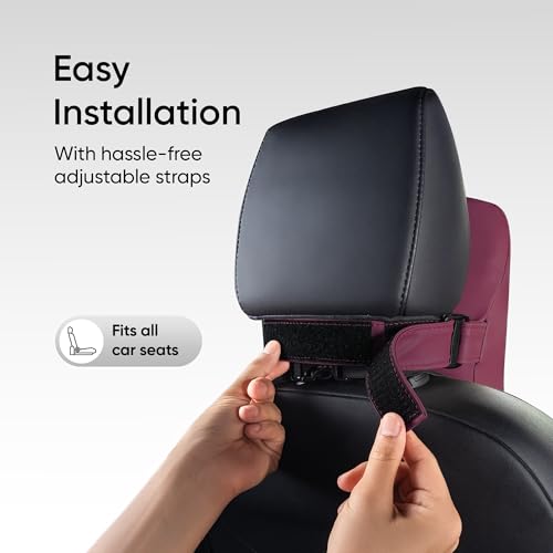 Image of Frido Premium Car Neck Rest Pillow with Ergonomic Memory Foam Headrest Cushion and Luxe Leatherette Cover, Comfortable Neck Support for Driving, Relieves Neck Pain for Long Drives and Travel | Maroon