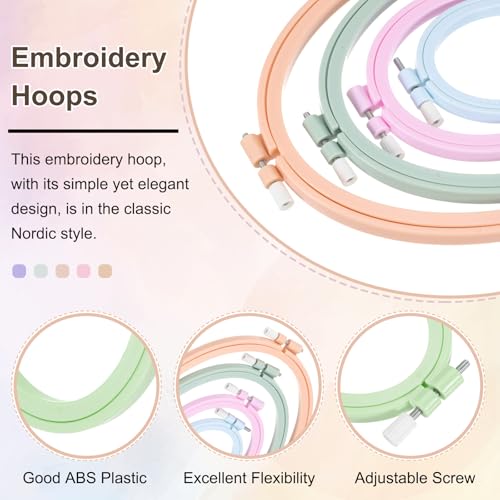 Image of PATIKIL 3 Pieces 3.1 inch x 3.9 inch Oval Embroidery Hoops, Adjustable Cross Stitch Hoops Ring ABS Plastic Embroidery Frame Punch Needle Hoop for Sewing, Needlework, DIY Craft, Green