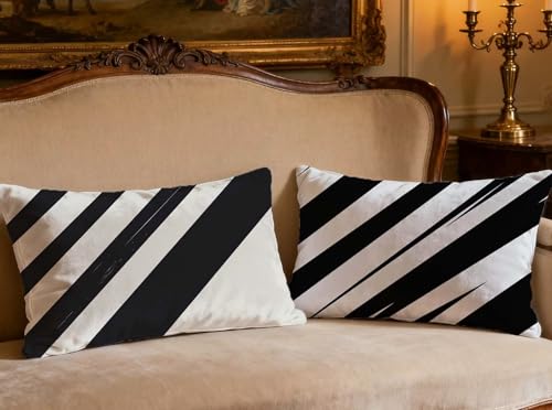 Housse de coussin noir et blanc 40x70 lot de 2 pour protéger vos oreillers