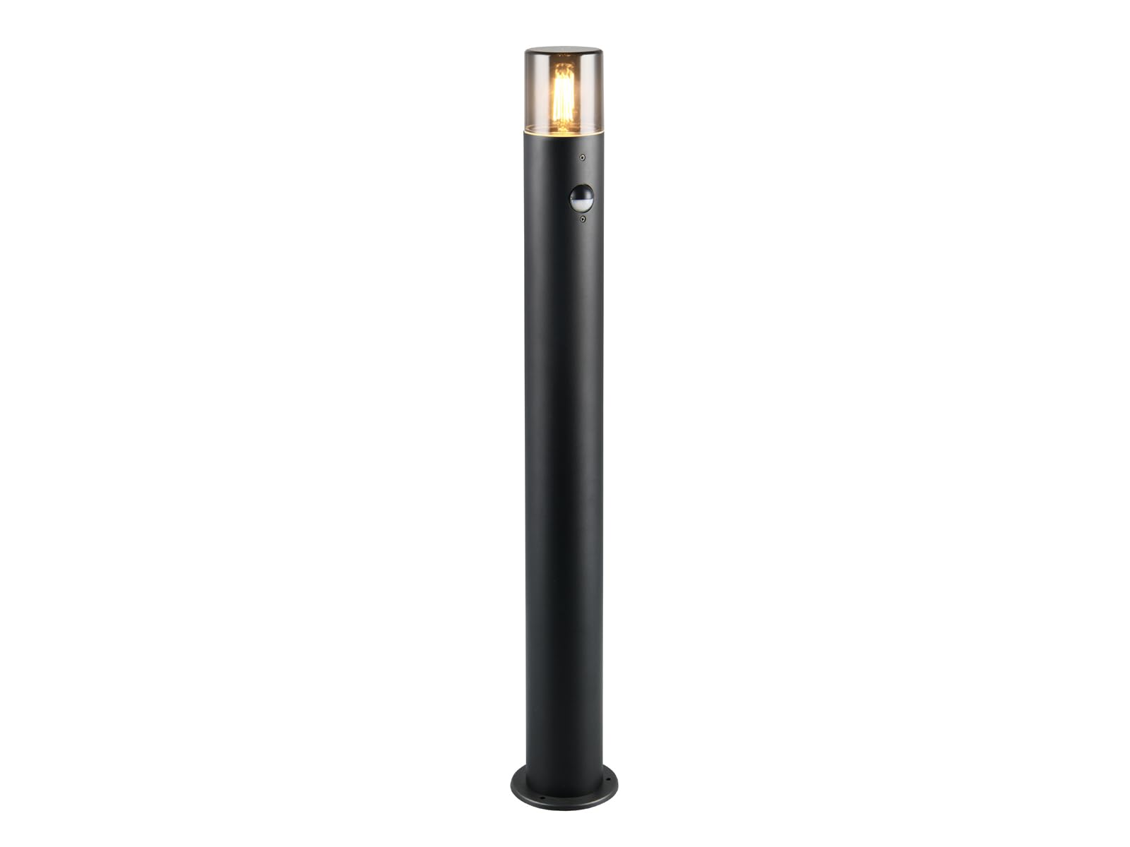 meineWunschleuchte Wege-Leuchte mit Bewegungsmelder Schwarz Rauchfarbig | mit E27 LED, Höhe 80cm, aus Aluminium, moderne Pollerleuchte, Schutzklasse IP44, für Wegbeleuchtung Garten Außen