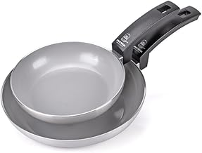 Moneta Innova Set of Frying Pans 20+26 cm, Natural FineGres Coating (NO PFAS), Also Suitable for Induction, 100% Made in Italy