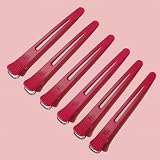 HH Hollywood Hair Klipsy Do Włosów 6 Sztuk – Klamry Aluminiowe – 12 cm Klipsy Do Stylizacji i Strzyżenia – Z Silikonową Taśmą – Akcesoria Fryzjerskie Do Grubych i Cienkich Włosów