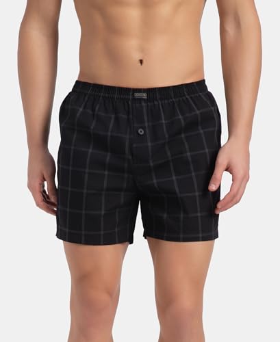 Image of Jockey 8222 Men Super Combed Mercerized Cotton Woven Checkered Inner Boxers with Ultrasoft and Durable Inner Waistband (Pack of 2, Colors & Prints May Vary)