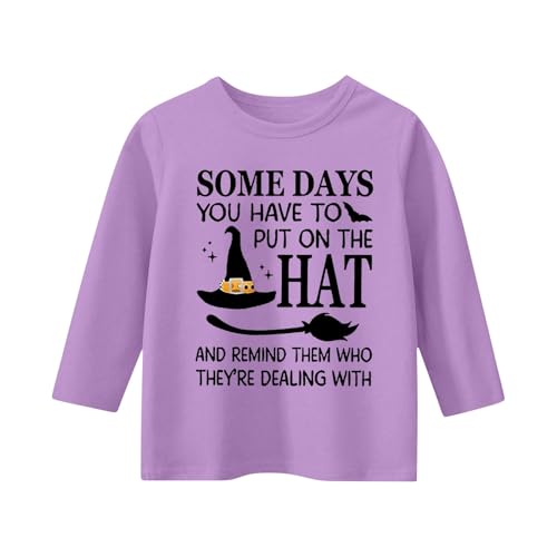 Teen Girls Halloween Shirts 3/4 Sleeve Crew Neck Cute Letter Graphic Tops Kids Fall Thin Casual Lightweight Clothes2