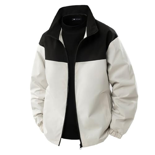 Floral Quilted Jacket, Men's Zip Up Waterproof Jacket Outdoor Lightweight Softshell Raincoat For Hiking Travel With Pockets Jackets Men Fashion Snowboard Coat (XL, White)