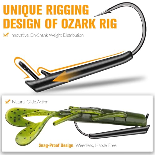 Dovesun 12PCS Ozark Rig Fishing Hooks Weedless Jig Heads for Fishing, 3/0 Texas Rig Hooks Jig Heads for Saltwater & Freshwater 1/8 OZ by Dovesun - Image 2