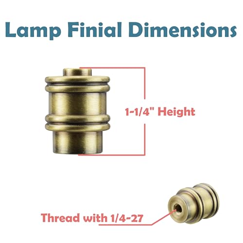 Image of Aspen Creative 24030-42, Bumped Cylinder Finial for Lamp Shade, Steel in Antique Brass Finish, 1-1 /4 inch Height (2 Pack)