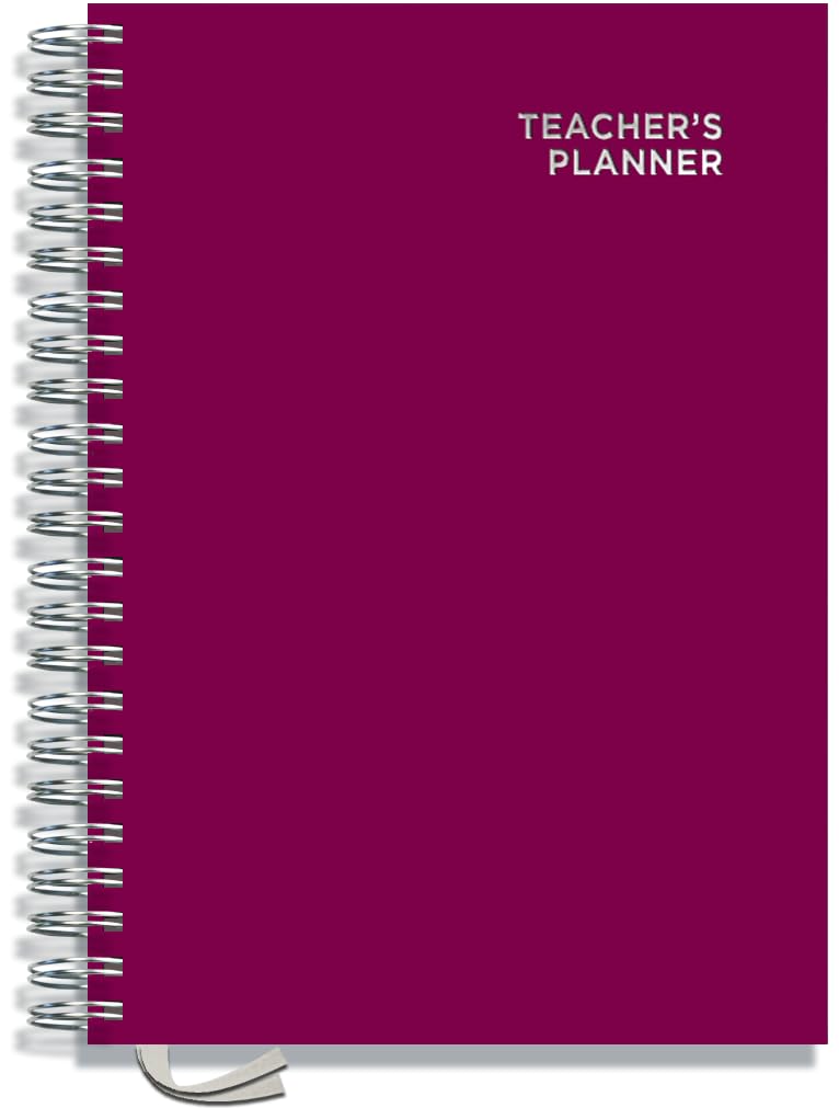 Teacher Planner 2026-2027 A4 Size by Pirongs | 5 Lesson Dated Planner for Teachers | Page a Day | Dated, Hardback, Wiro-Bound Teachers Planner - Raspberry