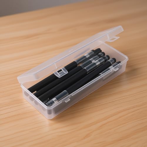 Image of 8 Pack Rectangular Clear Plastic Storage Containers | Hinged Lid, For Beads and Small Craft Items, 6.89 x 2.56 x 1.38 inch