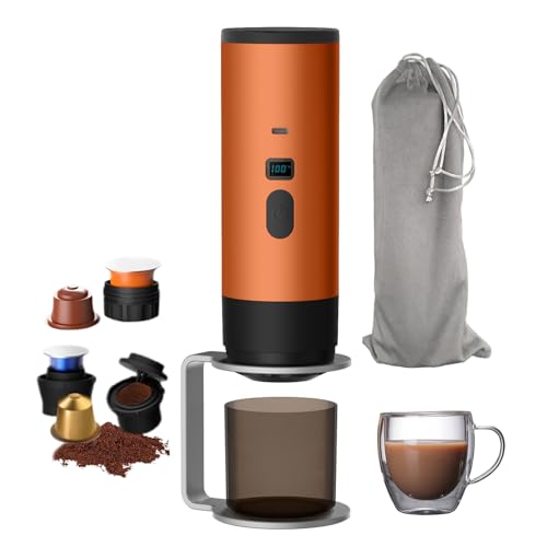 Portable Electric Espresso Machine - Travel Coffee Maker with Self-Heating Function, USB Compatible for NS Capsules & Ground Coffee, Ideal for Camping, Office, RV & Hiking