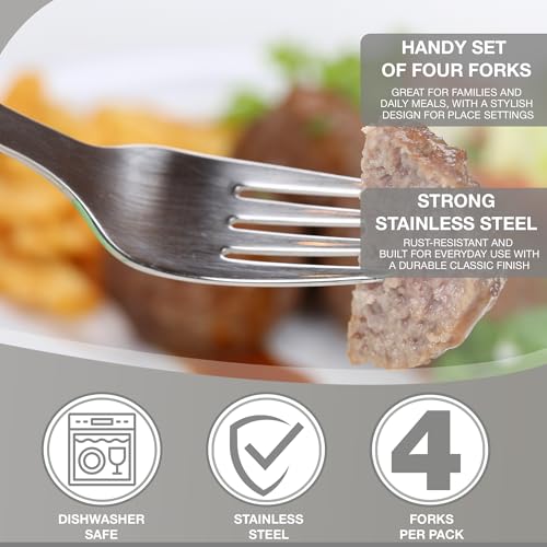 Stainless Steel Forks Set of 4 - Durable, Rust-Resistant, Mirror Finish, Dishwasher Safe - Ideal for Home, Office, Parties - Stylish Utensils for Tea, Coffee, Desserts (4 Stainless Steel Forks) - Image 4