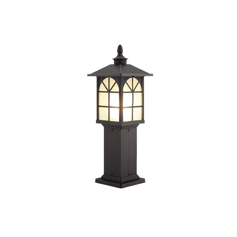 GTHTUHFD Lamp Post Lights, Outdoor Lawn Ip55 Waterproof Aluminum Street Pillar Column Light Exterior Courtyard Villa Garden Aisle Decoration Glass Bollard Lantern E27 Stadium,Black
