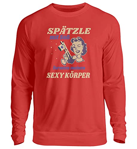 Spätzle avec sauce – Proverbes souabes – Cadeaux de souabe – Pull unisexe, Fire Red, L