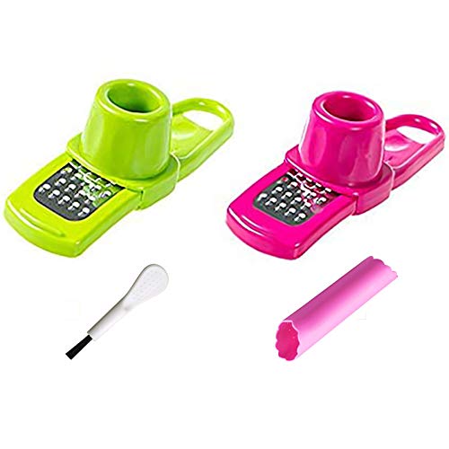 2 Pcs Multipurpose Garlic Ginger Grater Crusher Kitchen Tools, with Garlic Peeler & Cleaning Brush, Stainless Steel Cooking Tool Sets