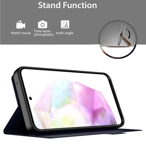 Image of Kapa Noble Slim Magnetic Leather Flip Case Cover for Samsung Galaxy M35 (5G) | Card Holder Stand Flip Wallet Case (Blue)
