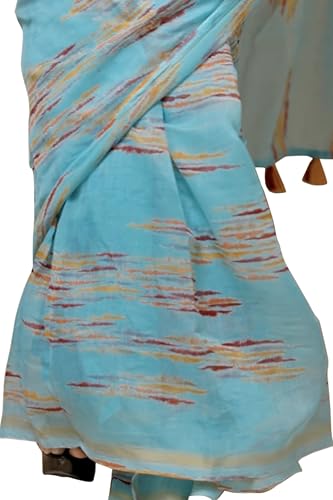 Image of MIRCHI FASHION Women Saree Cotton Abstract Printed | Lightweight Comfortable Sari for Office and Regular Daily Wear with Matching Blouse Piece