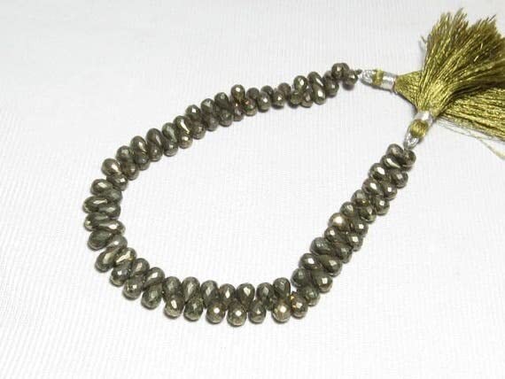 Perles pyrite naturelle en goutte pour création bijoux bohème chic et colliers faits main