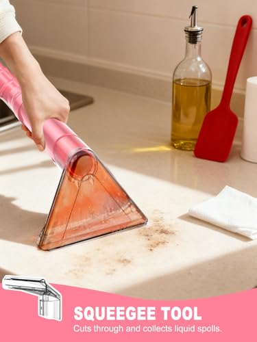 Image of Portable Carpet & Upholstery Cleaner Machine for Pet Stains, Powerful Suction Spot Cleaner for Couch, Sofa, Car Interior & Rugs, Lightweight Compact Deep Cleaning Machine with Solution, Pink