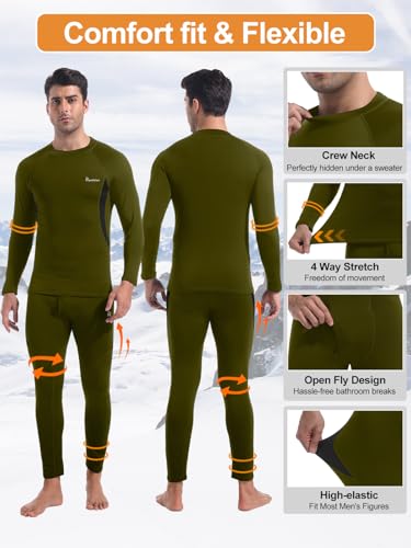 image for romision Thermal Underwear Long Johns for Men Fleece Lined Base Layer 