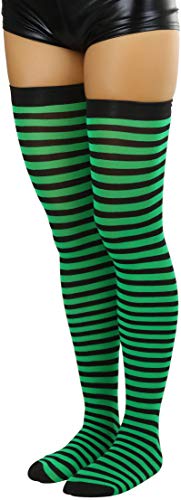 Image of ToBeInStyle Women's Opaque Hosiery Thin Striped Thigh High Long Stocking