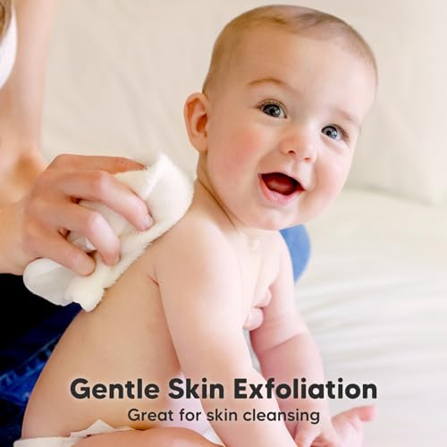 Image of 6-Pack Baby Washcloths - Soft Absorbent Viscose from Bamboo Washcloths for Face, Body, Baby Towels for Newborn, Kids, Toddlers, Infant, Gentle on Sensitive Skin, 10x10 Reusable Face Towels (White /Sky)