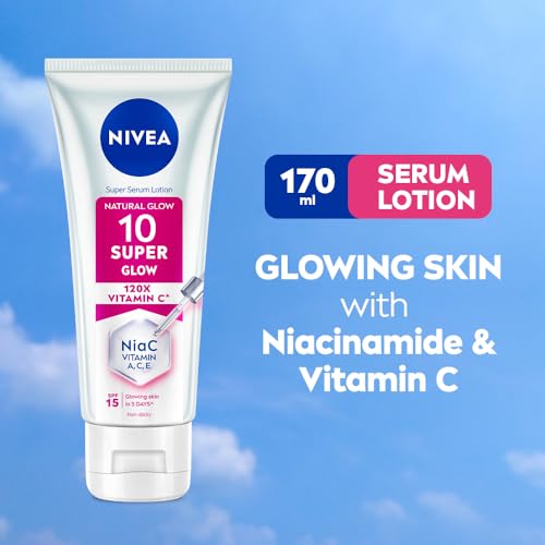 Image of NIVEA Super 10 Glow Serum Body Lotion SPF 15 Niacinamide Moisturizer 170ml