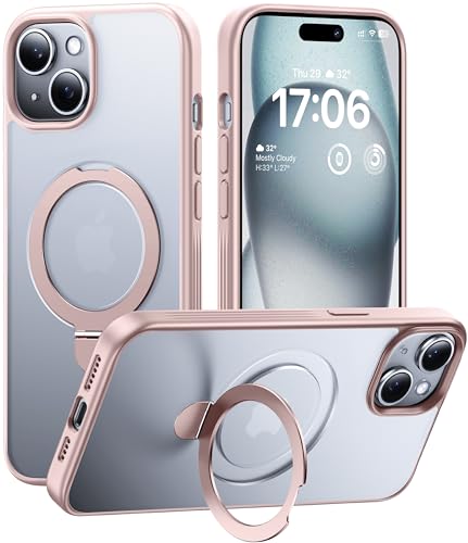 Coque iPhone 15 ImpactStrong avec support magnétique caché et finition mate translucide de 6,1"