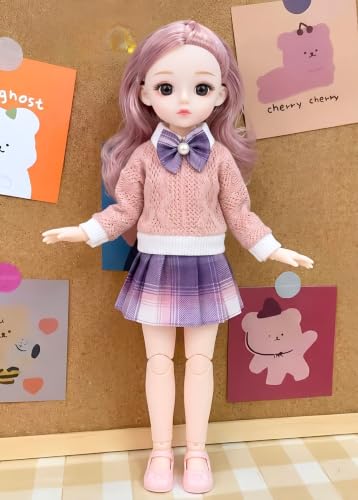 Image of Tickles Movable Joints Cute Beautiful Eyes Fashionable Dress Doll (Size: 30 cm Color: Multicolor)